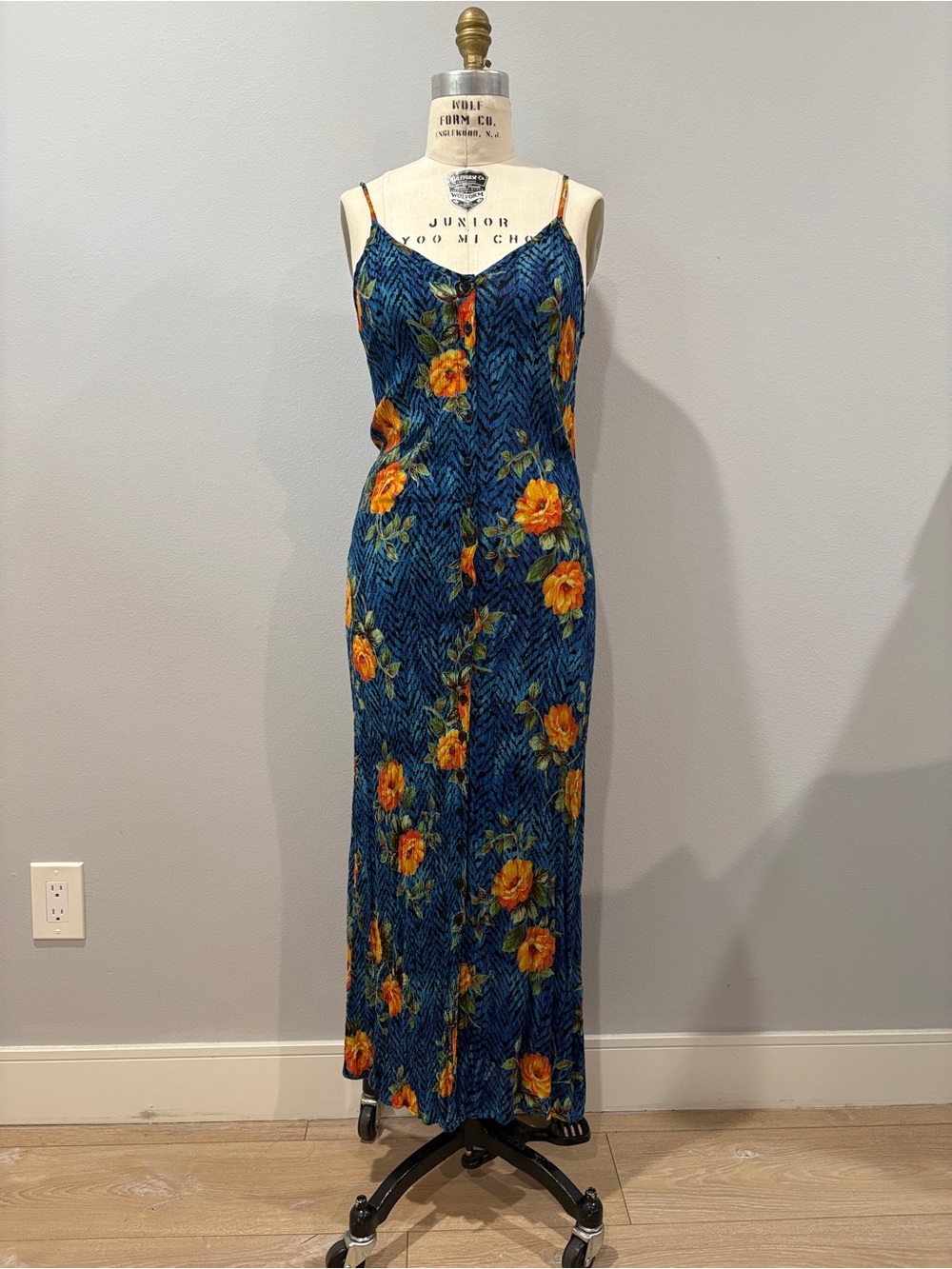 Vintage 90s Her Style Floral Zebra Maxi Slip Dress Size M